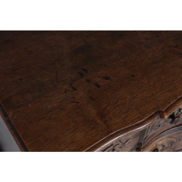 Small Danish Rococo Style Hand-Carved Oak Chest of Drawers, 1940s For Sale - Image 10 of 13