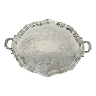 Antique Reed & Barton Winthrop Silver Plated Victorian Bar Serving Platter Tray For Sale