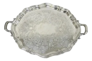 Antique Reed & Barton Winthrop Silver Plated Victorian Bar Serving Platter Tray