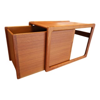 Danish Teak Bar Cart in Two Parts, 1960s For Sale