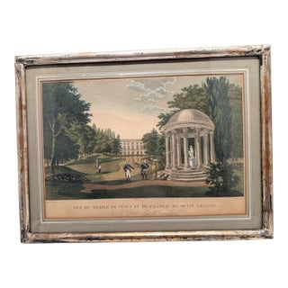 Framed Antique Engraving "Vue Du Temple De Vénus Et Du Château Du Petit Trianon Dans Le Grand Parc De Versailles", For Sale
