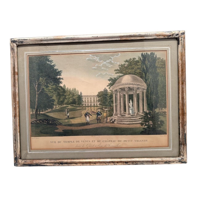 Framed Antique Engraving "Vue Du Temple De Vénus Et Du Château Du Petit Trianon Dans Le Grand Parc De Versailles", For Sale