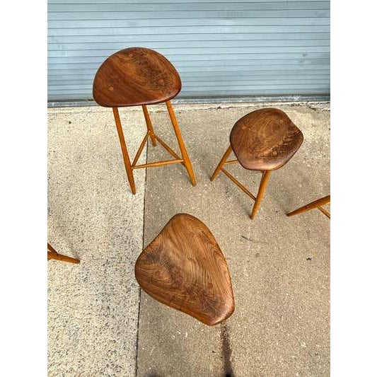 Late 20th Century Horace B. Hartshaw Walnut Stools/ Handcrafted /Wharton Esherick Style For Sale - Image 13 of 13