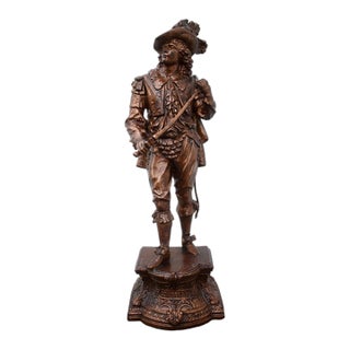 Antique Victorian Spelter Statue Don Cesar Cavalier Musketeer For Sale