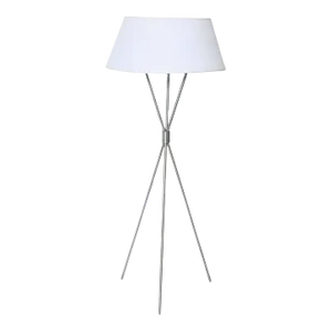1950s T. H. Robsjohn-Gibbings Brushed Nickel Tripod Floor Lamp with Parchment Shade