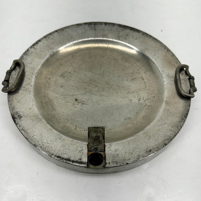 Metal Early 19th Century English Pewter Heating Dish or Hall Keys Plate For Sale - Image 7 of 10