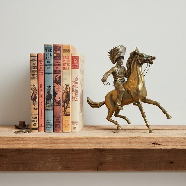 1960s Brass Sculpture Native American Chief Running Horse Figurine For Sale - Image 15 of 17