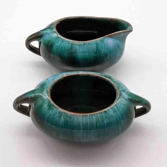 1960s 1960s Mid-Century Blue Mountain Pottery Drip Glaze Redware Cream and Open Sugar Set For Sale - Image 5 of 10