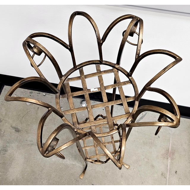 Metal Late 20th Century Pier Luigi Colli Style Forged Wrought Golden Iron Tiered Plant Stand For Sale - Image 7 of 9