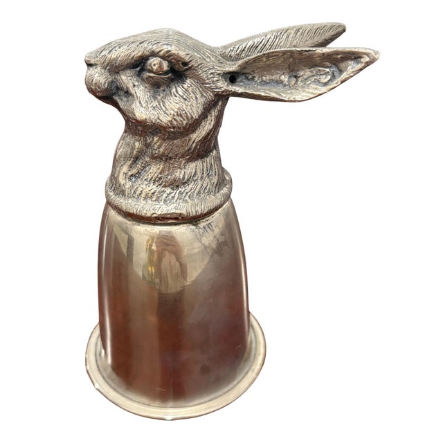 Gucci Vintage Gucci Silver-Tone Rabbit Hare Head Stirrup Cup For Sale - Image 4 of 8
