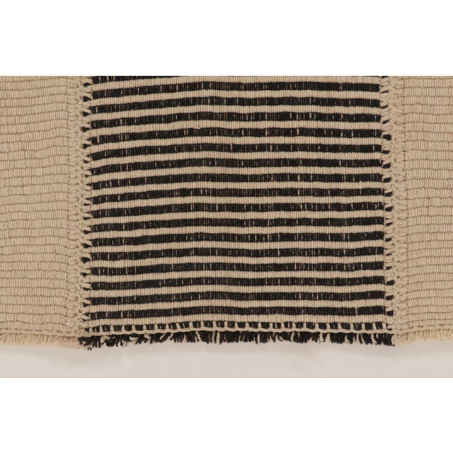 Rug & Kilim Rug & Kilim’s Contemporary Kilim With Textural Stripes in Beige & Black Tones For Sale - Image 4 of 10