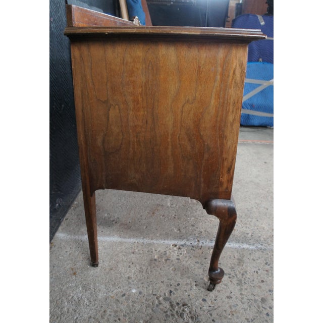Brown Antique French Country Queen Anne Style Mahogany Burl Buffet Sideboard Server For Sale - Image 8 of 18