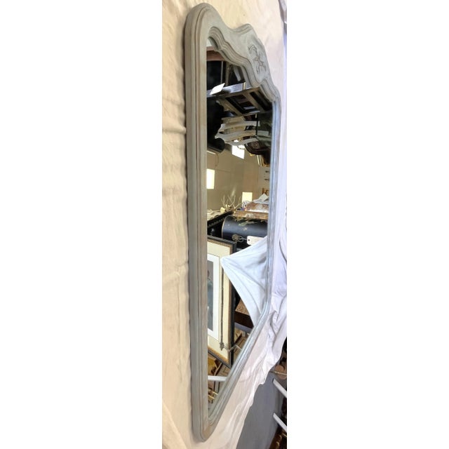 Blue Vintage French Country Wood Mirror With Distressed Finish For Sale - Image 8 of 13
