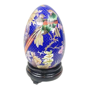 Vintage Monumental Cloisonné Egg With Stand