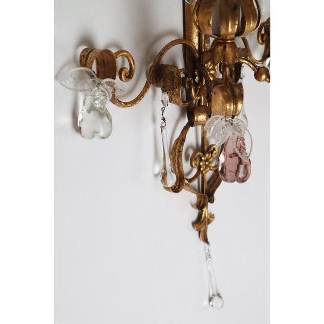 Golden Wall Lights with Pink Glass Fruit from Palwa, 1960s For Sale - Image 14 of 18