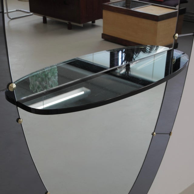 Glass Large Floor Mirror with Glass Console from Cristal Art, Torino, Italy, 1956 For Sale - Image 7 of 10