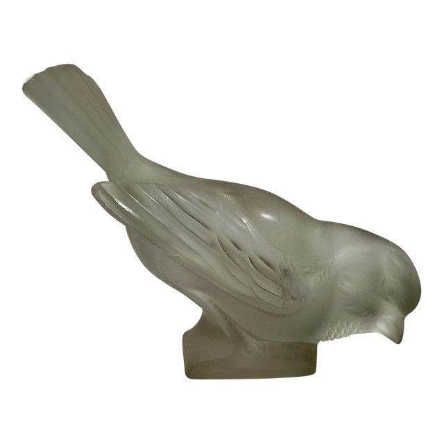 Lalique France Moineau Hardi Frosted Crystal Sparrow Bird Figurine For Sale