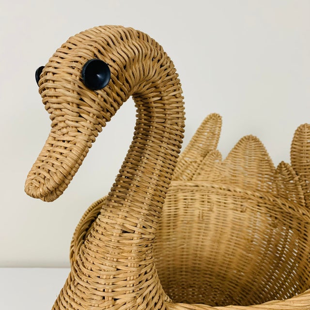 Vintage Wicker Swan Basket | Chairish