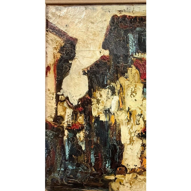 Mid-Century Impasto Oil Painting, Expressionist Village Street Scene, Signed Lopez For Sale In Mobile - Image 6 of 11