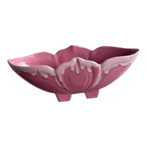 Mid Century Modern Pink Drip Glaze Planter