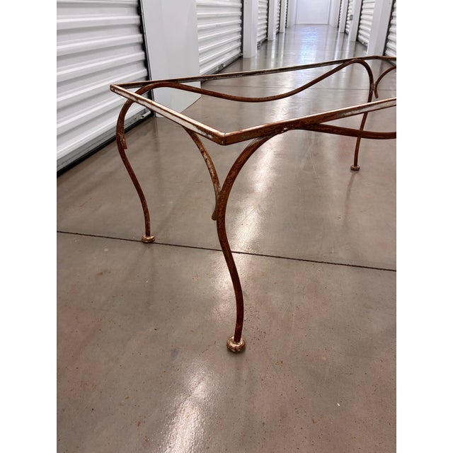 Mid Century Styled After Salterini Outdoor Metal Coffee Table With Textured Glass Top For Sale - Image 6 of 10