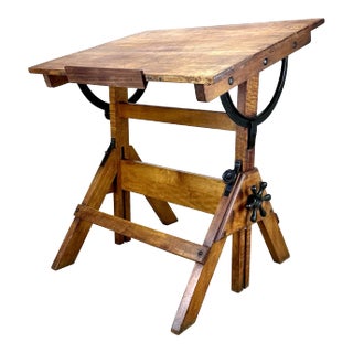 Antique Early 20th Century Maple Pine Adjustable Drafting Table / Desk For Sale