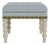 Bunny Williams Home Olive Tape Stool in Sky Performance Linen with Antique Brass Nailheads and Alpine Legs For Sale