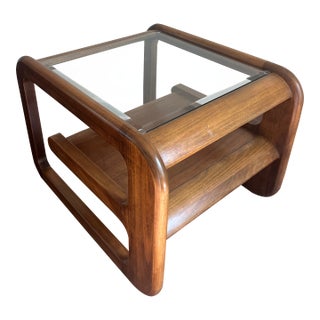 1970s Postmodern Walnut Waterfall Coffee Table Attributed to Lou Hodges for Mersman For Sale