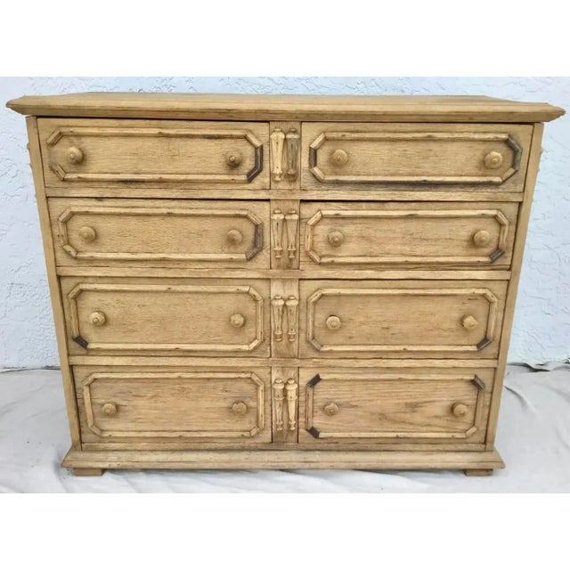 Jacobean Style Bleached Oak Chest For Sale - Image 9 of 10