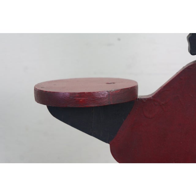 Wood Folk Art Silent Butler Bellhop Dumb Waiter Silhouette Serving Stand 35" For Sale - Image 6 of 14