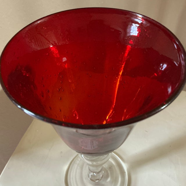 Mid 20th Century Vintage Ruby Red Glass Goblets - Set of Six For Sale - Image 5 of 9