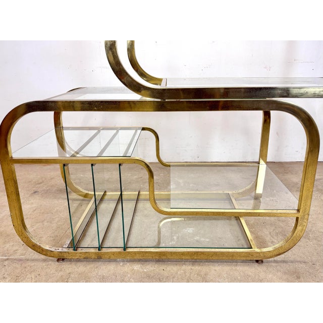 1970’s Mid Century Modern / Hollywood Regency Milo Baughman Style Extendable Etegère Display Shelf For Sale In New York - Image 6 of 12