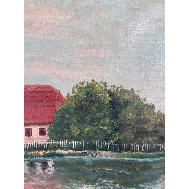 Vintage Original Landscape Oil Painting, Signed Farmhouse Art For Sale - Image 16 of 18