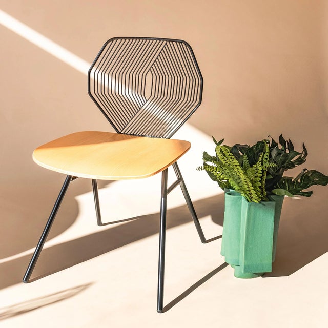 Black Wood & Wire Chairs by Bend Goods, Pair For Sale - Image 8 of 8