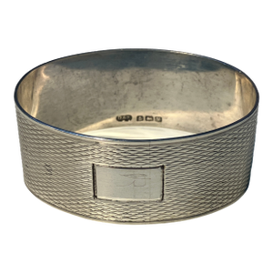 Vintage Deakin & Francis English Sterling Silver, Engine Turned Napkin Ring, Circa 1945