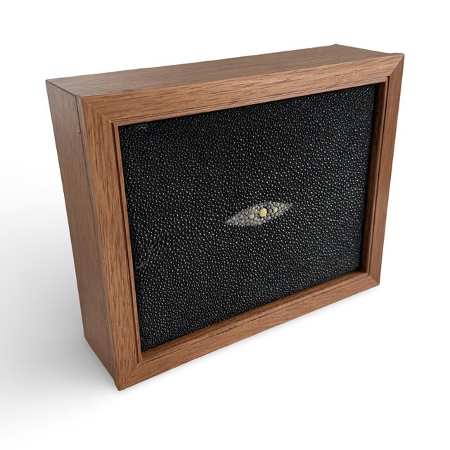 Mid-Century Modern Black Stingray Shagreen & Wood Decorative Box For Sale - Image 12 of 12