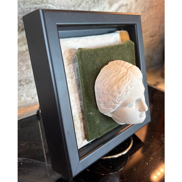 Vintage Grand Tour Replica Wall Greek or Roman Goddess Plaster Sculpture Face, Framed For Sale - Image 4 of 4