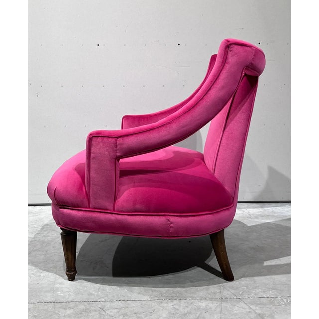 Pair of Chairs Open Arm Lounge Chairs by Silver Craft Furniture Company Gaston Y Daniela Pink Velvet For Sale - Image 10 of 12