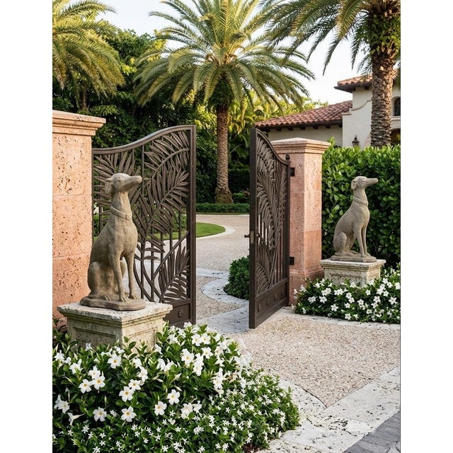 Pair of Mid-Century Neoclassical Style Cast Stone Seated Greyhound Statues For Sale - Image 10 of 10