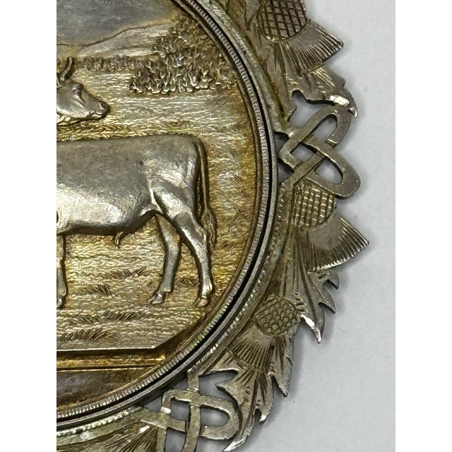 19th Century Scottish Silver Agricultural Prize Medal Ayrshire Cow & Calf Bull With Original Case For Sale - Image 9 of 18