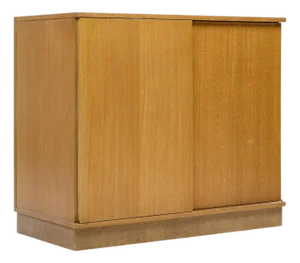 Dunbar Mid Century Bleached Mahogany Sliding Door Bar Cabinet Credenza
