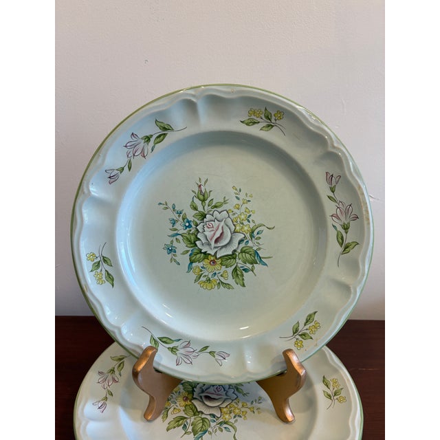 Farmhouse Vintage Provinstone Rose Marie Floral Dinner Plates – Set of 3 For Sale - Image 3 of 14