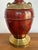 Frederick Cooper Vintage Oxblood Red Brass Relief Lamp For Sale - Image 4 of 8