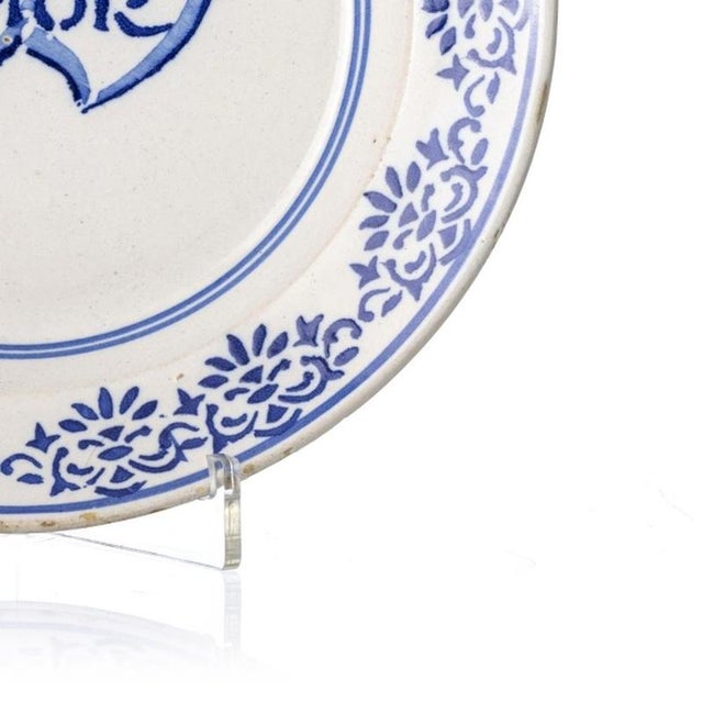 Talking Plate in Earthenware from Coimbra or Alcobaça For Sale - Image 5 of 6