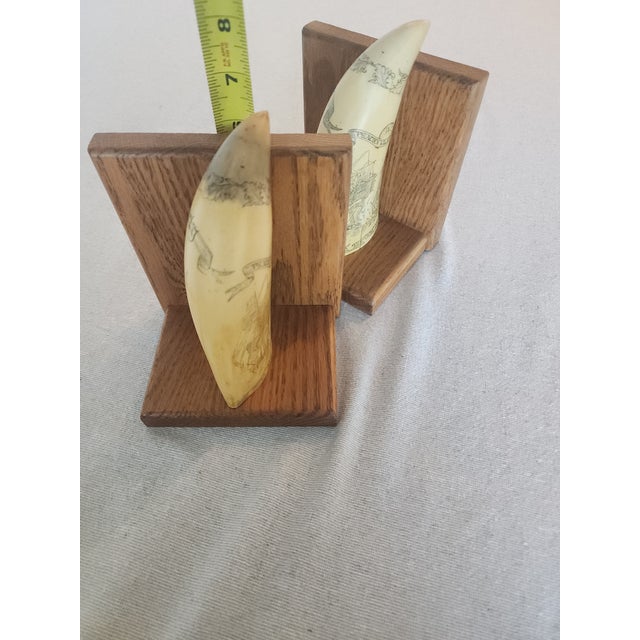Vintage Scrimshaw Bookends For Sale - Image 9 of 9