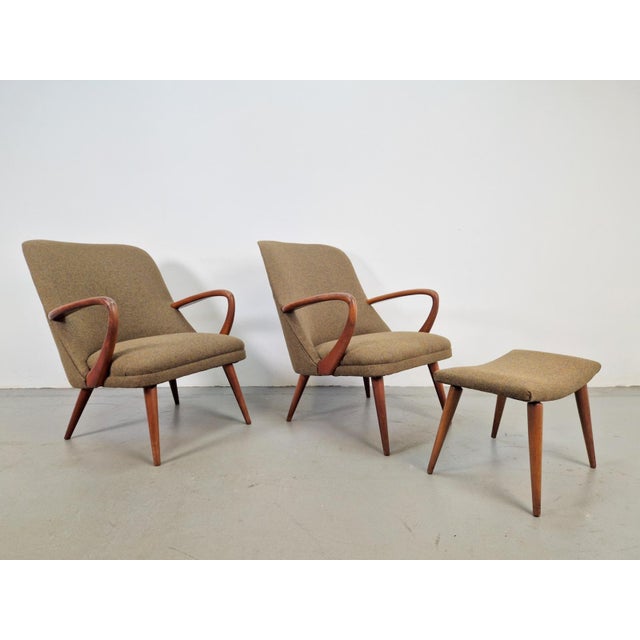 Mid-Century Armchairs and Ottoman in Teak, 1960s, Set of 3 For Sale - Image 15 of 15