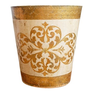 1950s Florentine Gilt Wastepaper Basket For Sale