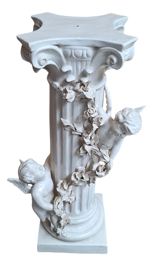 Neo-Baroque Column with Ceramic Angels, 1980s
