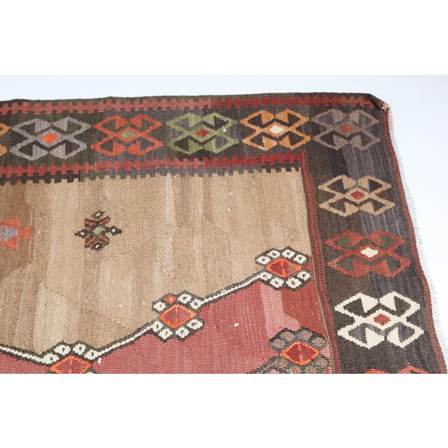 Decorative Vintage Kars Kilim With Central Medallions – Handwoven Tribal Flatweave From Eastern Anatolia -5' 3'' X 10' 8'' For Sale - Image 4 of 12