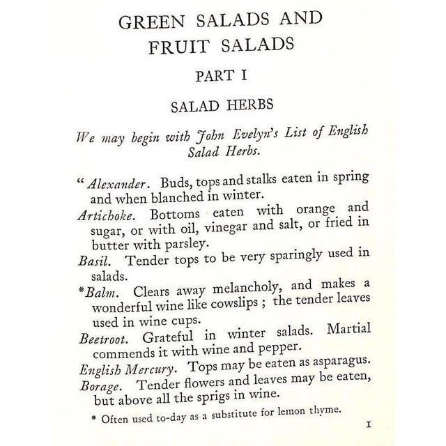 White "Green Salads and Fruit Salads: Including Salad Dressings and Recipes for Salad Vinegars" Leyel, Mrs. c.f. For Sale - Image 8 of 9